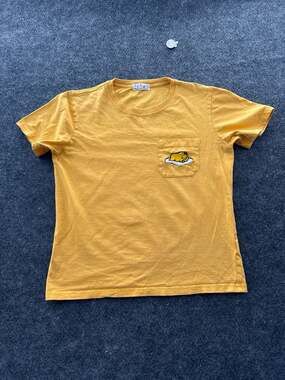 Sanrio Gudetama Yellow Pocket T-Shirt Size S